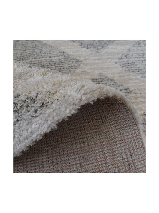 Shaggy Geometric Χαλί Ορθογώνιο Cream Grey 120x170cm