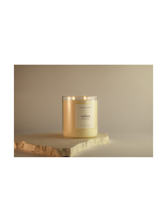White Musk Herbal Aromatic Candle With Lid 790gr Relax Olphactor
