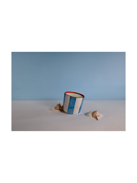 Sel De La Baie Striped Herbal Aromatic Candle 320gr Handmade Olphactory Container