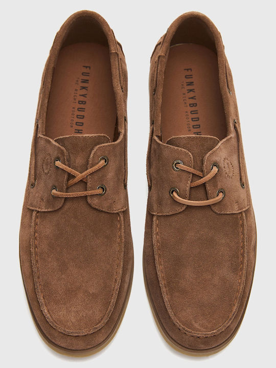 Suede Ανδρικά Boat Shoes σε Καφέ Χρώμα