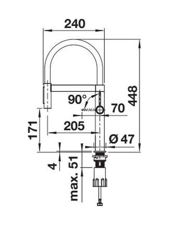 Blanco Ii Mini Kitchen Faucet Counter Flexible Silver