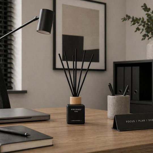 Fresso Home Fragrance Stick Cadence 100 Ml Premium Home Reed Disseminator Flowscent Black Glass Bottle Black Fiberglass Sticks 1 Piece 390006/fre Fresso 5905979390006