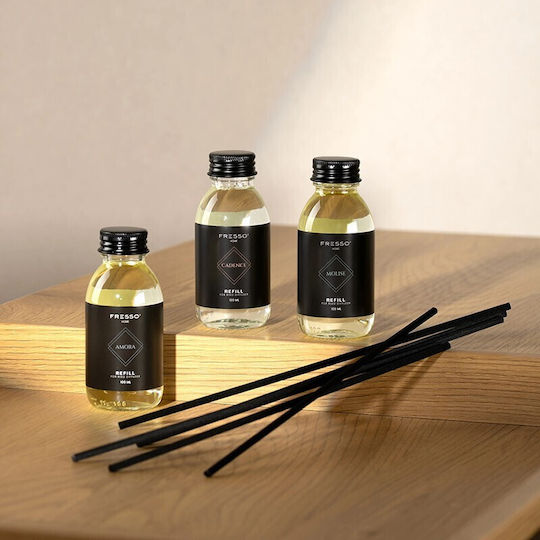 Fresso Amora Perfume Refill Kit 100 Ml Premium Home Fragrance 6 Black Fiberglass Sticks Reed Disseminator 1 Piece 390051/fre Fresso 5905979390051