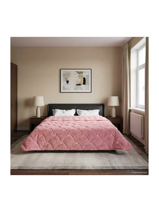 vidaXL Pătură Fleece Dublă 200x200 cm Roz