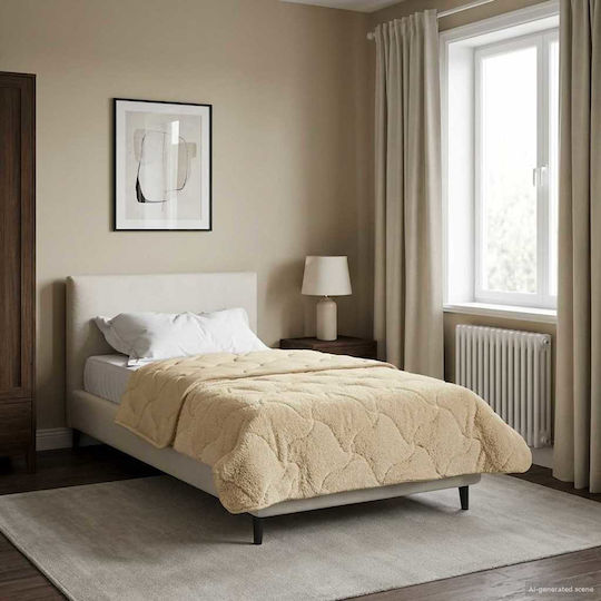 vidaXL Κουβέρτα Fleece Μονή 155x220εκ. Κρεμ