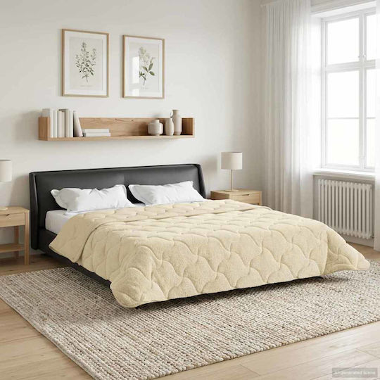 vidaXL Κουβέρτα Fleece Διπλή 200x240εκ. Κρεμ