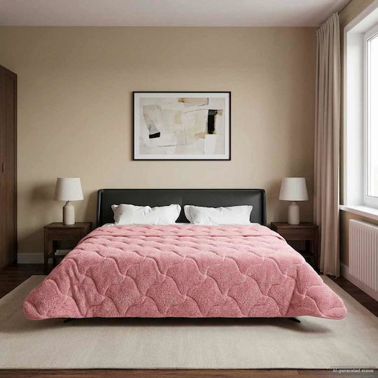 vidaXL Pătură Fleece Supraînălțată 220x260 cm Roz