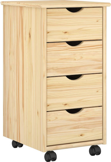 Office Storage Drawer from Solid Wood with Wheels Brown 65.5x34x39cm