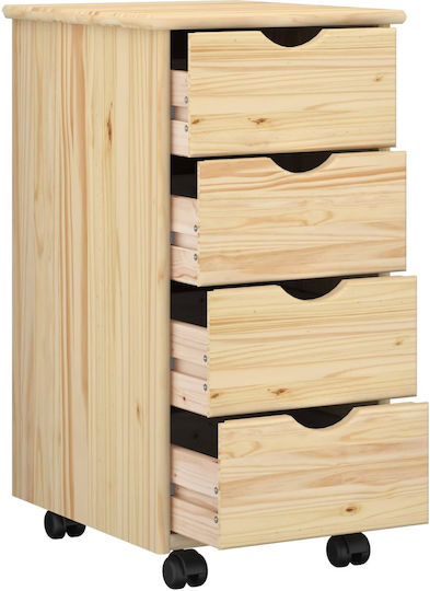Office Storage Drawer from Solid Wood with Wheels Brown 65.5x34x39cm
