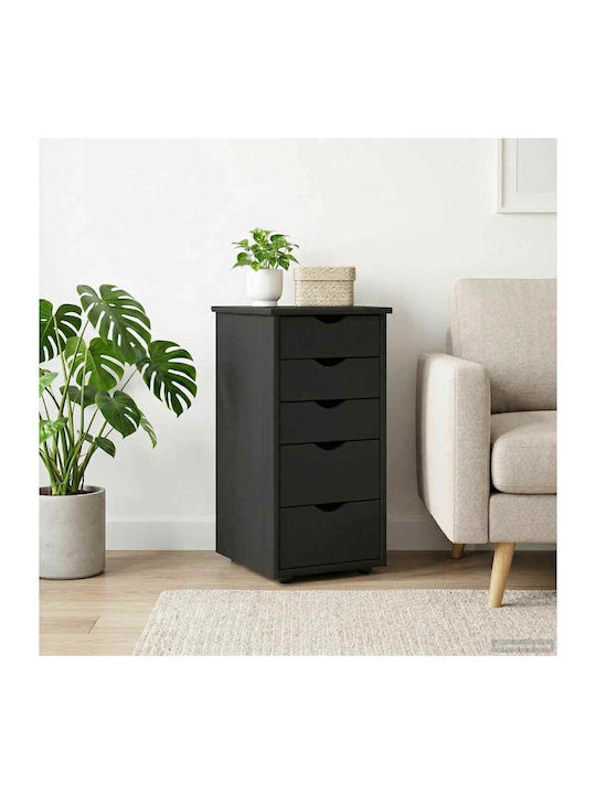 Office Drawer from Solid Wood Black 34x39x61.5cm