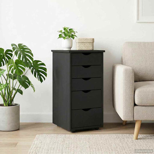 Sertar De Birou Din Lemn Masiv Negru 34x39x61.5cm