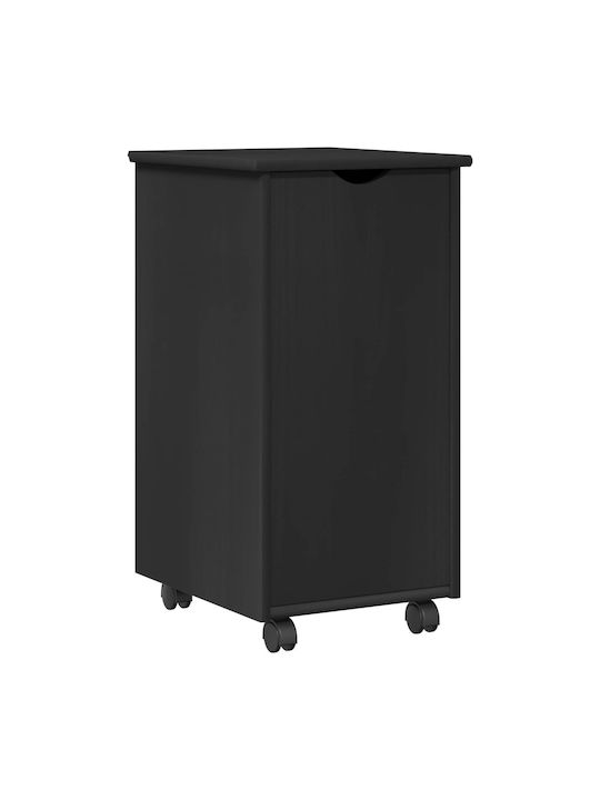 Office Drawer Made of Solid Wood Black 34x39x65.5cm