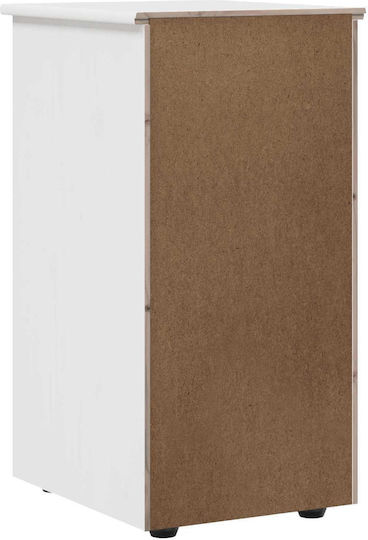 Office Drawer Made of Solid Wood with Wheels White 34x39x61.5cm