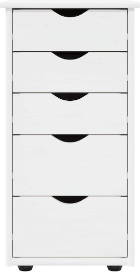 Office Drawer Made of Solid Wood with Wheels White 34x39x61.5cm