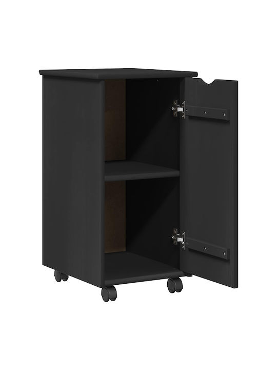 Office Drawer Made of Solid Wood Black 34x39x65.5cm