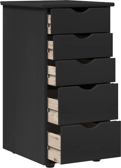 Sertar De Birou Din Lemn Masiv Negru 34x39x61.5cm