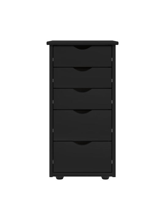 Office Drawer from Solid Wood Black 34x39x61.5cm