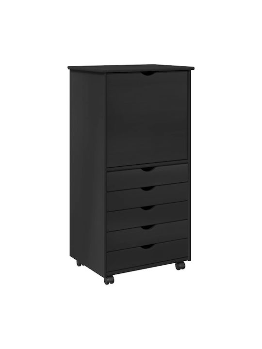 Büroaufbewahrungsschublade aus Massivholz Schwarz 53x39x103cm