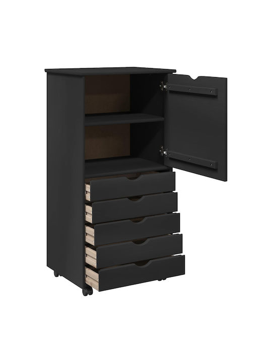 Büroaufbewahrungsschublade aus Massivholz Schwarz 53x39x103cm