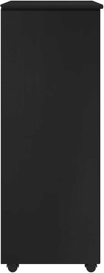 Sertar De Birou Din Lemn Masiv Cu Roți Negru 53x39x103cm