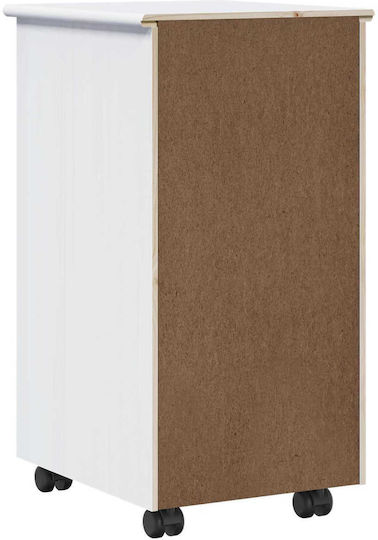 Office Drawer Made of Solid Wood with Wheels White 34x39x65.5cm