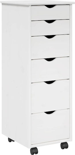Office Drawer Made of Solid Wood with Wheels White 34x39x93.5cm