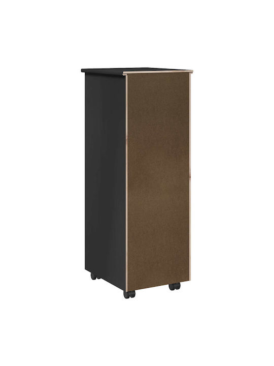 Office Drawer Made of Solid Wood with Wheels & Drawers Black 34x39x93.5cm