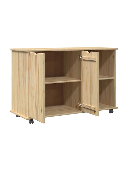Sertar De Birou Din Lemn Masiv Cu Roți Maro 100x39x65.5cm
