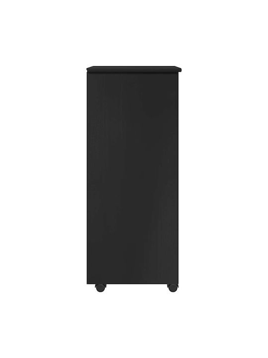 Office Drawer Made of Solid Wood with Wheels & Drawers Black 34x39x93.5cm