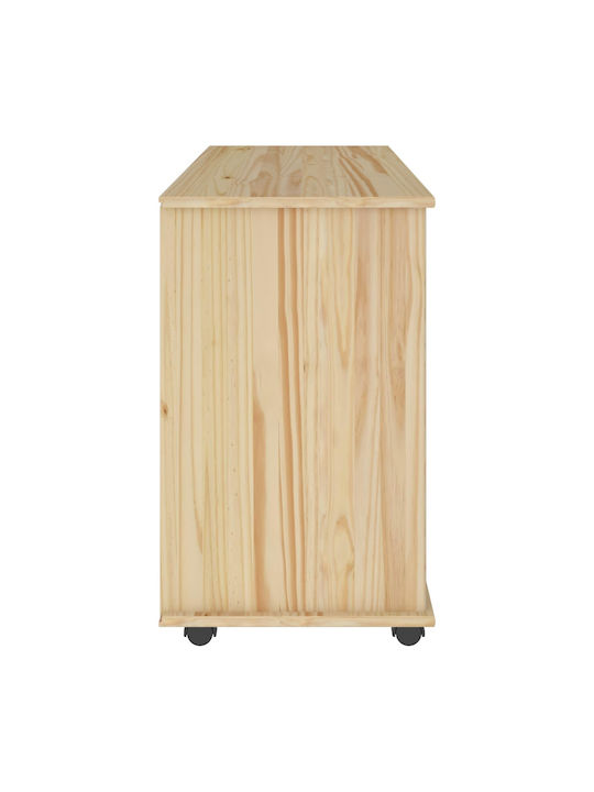 Sertar De Birou Din Lemn Masiv Cu Roți Maro 100x39x65.5cm