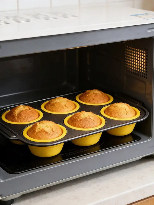 Metal Muffin Bakeware Tin 6 Silicone Cups