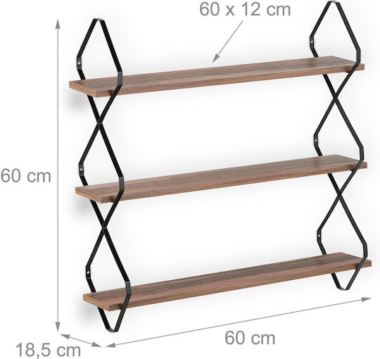 Wall Shelf Brown/Black 60x60x18.5 cm
