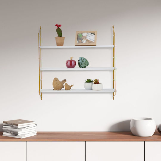 Wall Shelf White/Gold 60x15x15 cm