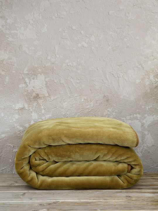 Nima Velvet Blanket Single 160x220cm Brown / Gold