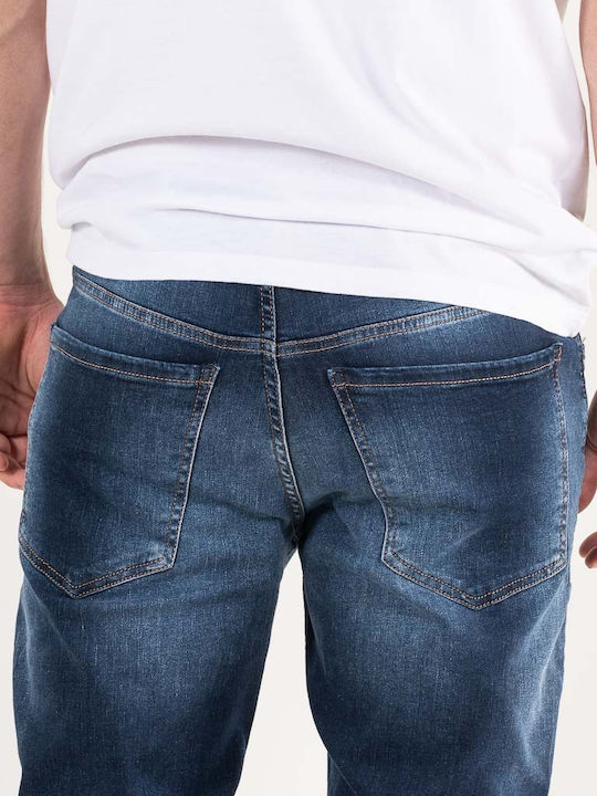 Ανδρικό Παντελόνι Τζιν Ελαστικό με Slim Εφαρμογή Navy Μπλε