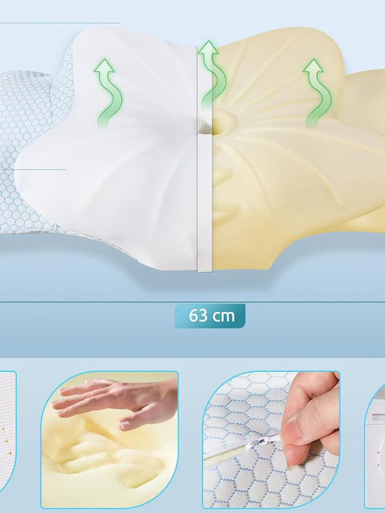 Μαξιλάρι Ύπνου Memory Foam Ανατομικό 63x38x9cm