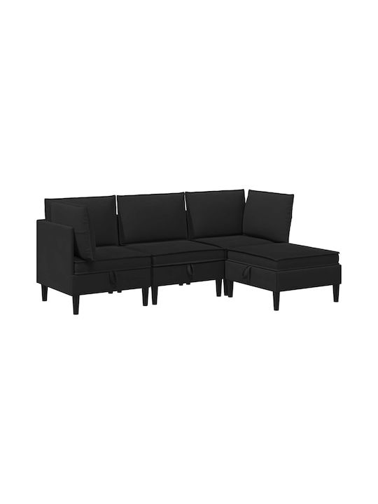 Ecksofa mit Stauraum Schwarz 210x140x82cm