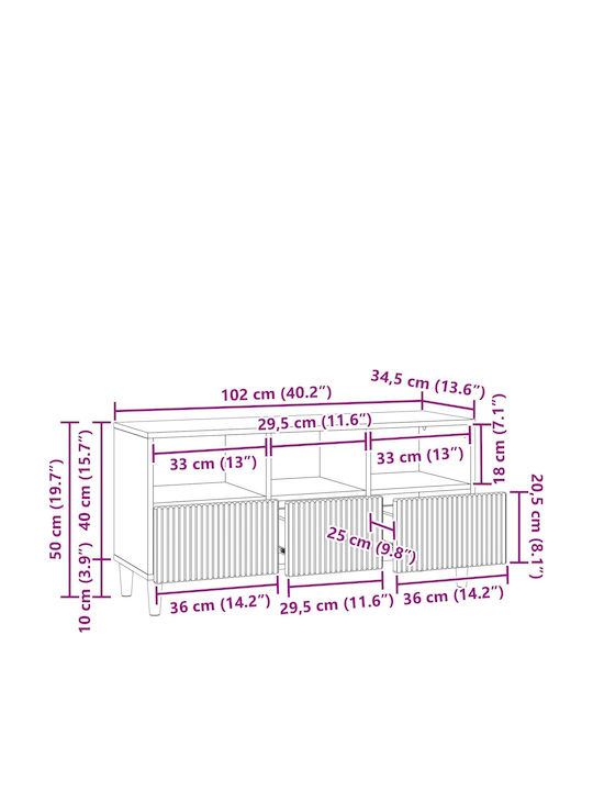 Елемент За Телевизор В Сиво Бетон М102xД34.5xВ50cm