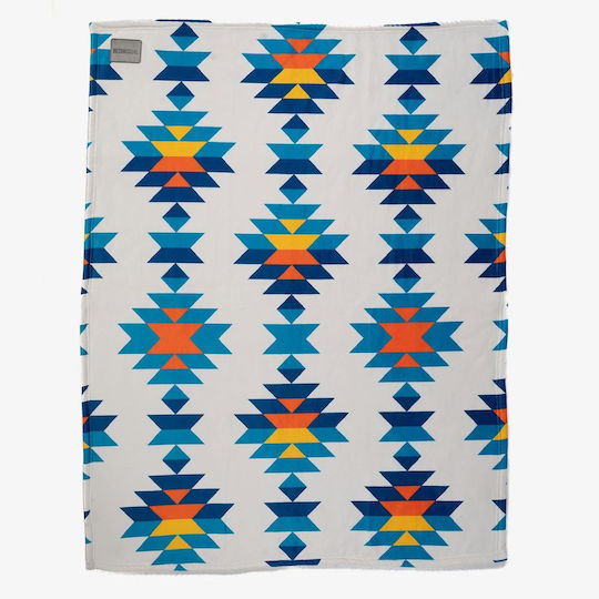 Bee. Unusual. Normal Gets You Nowhere Decke 127x152cm Off-White/Blau Bee. Unusual. Normal Gets You Nowhere Decke 127x152cm Off-White/Blau