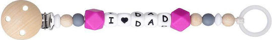 Kikadu С Щипка За Биберон I Love Dad С Мъниста От Дърво Многоцветен