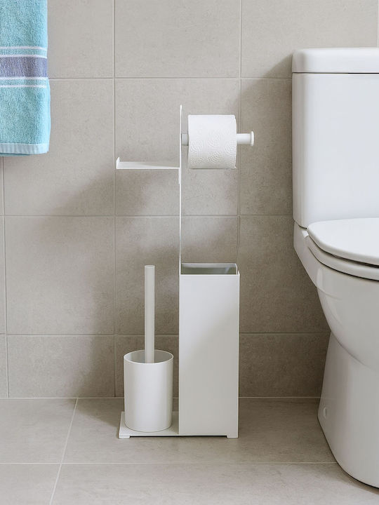 Relaxdays Metallische Toilettenbürste Badezimmer Weiß