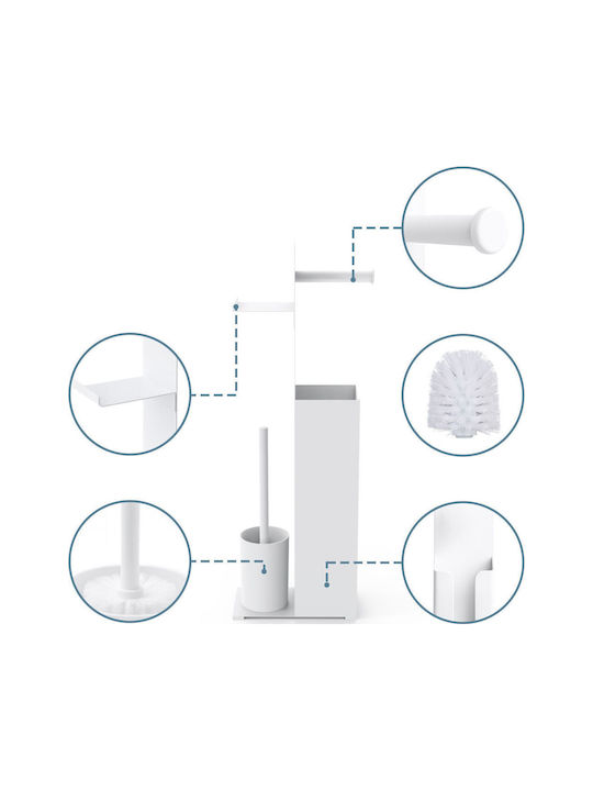 Relaxdays Metallische Toilettenbürste Badezimmer Weiß