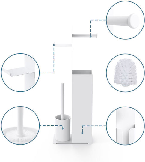 Relaxdays Metallische Toilettenbürste Badezimmer Weiß