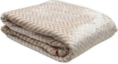 Κουβέρτα Υπέρδιπλη Βελουτέ Ζακάρ Anesis Beige 220x240