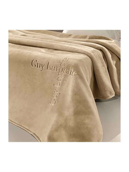 Guy Laroche Logo Decke Samtig Übergröße 220x240cm Almond