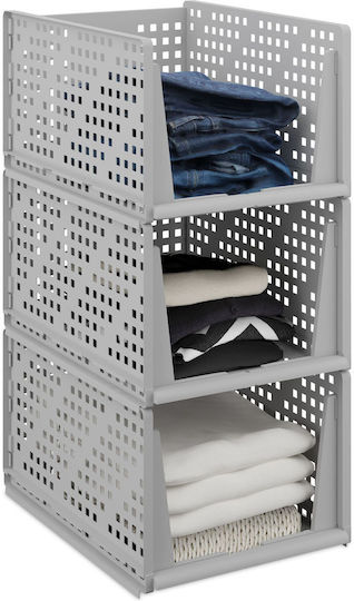 Relaxdays Organizator Plastic Pentru Haine Gri 24.5x33.5x43.5cm 3 Bucăți