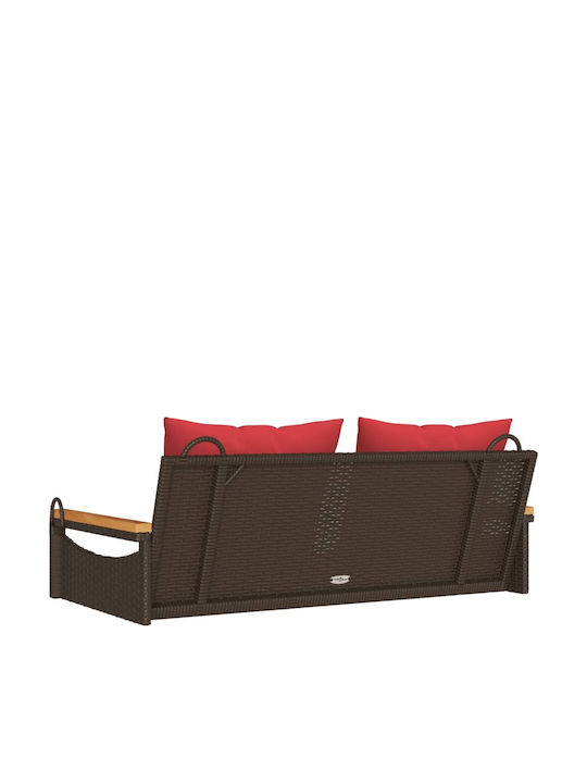 Hanging Armchair Swing with Brown Rattan Pillow Load Weight up to 110kg L109xD62xH40cm