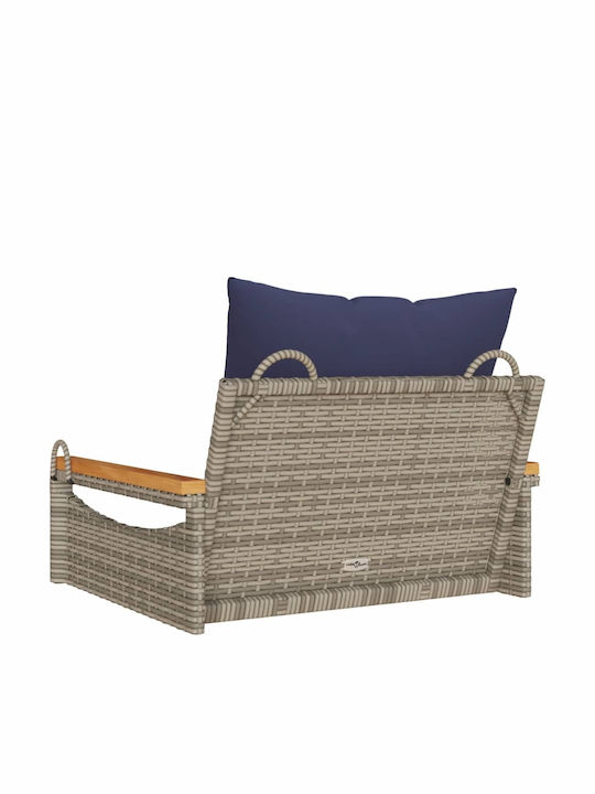 Hanging Armchair Swing with Gray Rattan Pillow Load Capacity up to 110kg L63xD62xH40cm