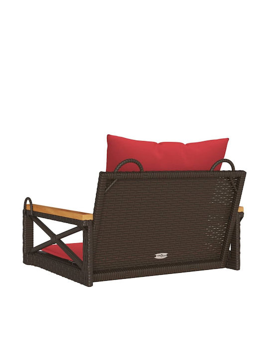 Hanging Armchair Swing with Brown Rattan Pillow Load Weight up to 110kg L63xD62xH40cm