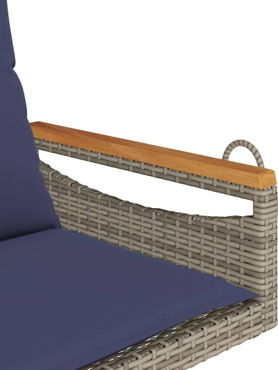 Hanging Armchair Swing with Gray Rattan Pillow Load Capacity up to 110kg L63xD62xH40cm
